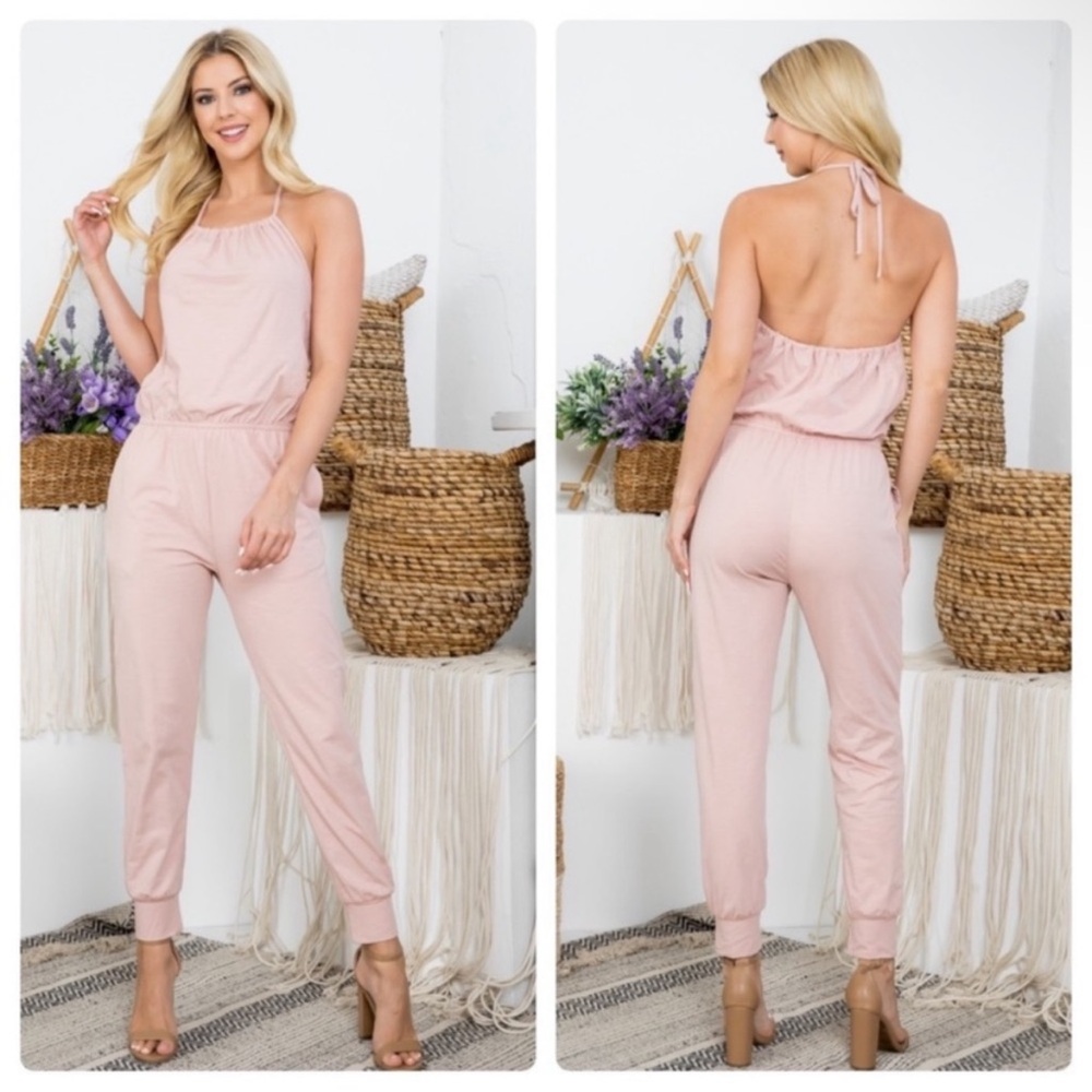 New Blush Halter Style Jumpsuit